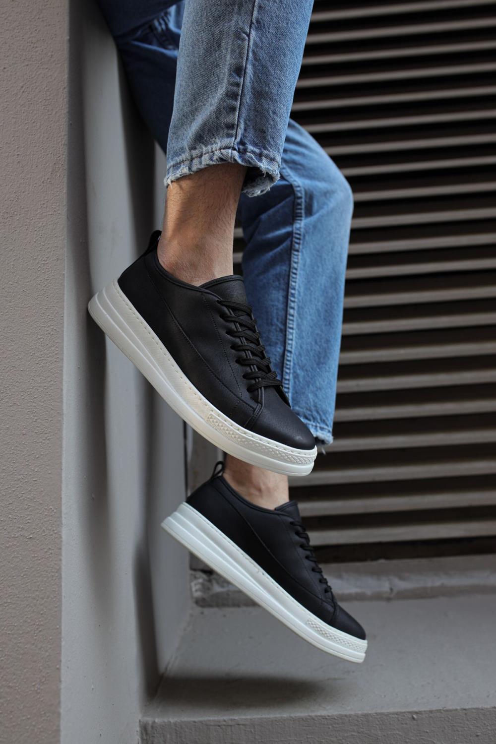 STM Design Sneakers Shoes 010 Black (White Sole) - STREETMODE ™