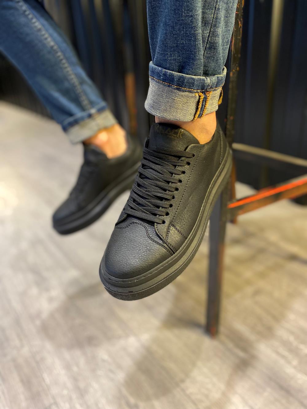 STM Men's Casual Sneakers Shoes 421 Black (Black Sole) - STREETMODE ™
