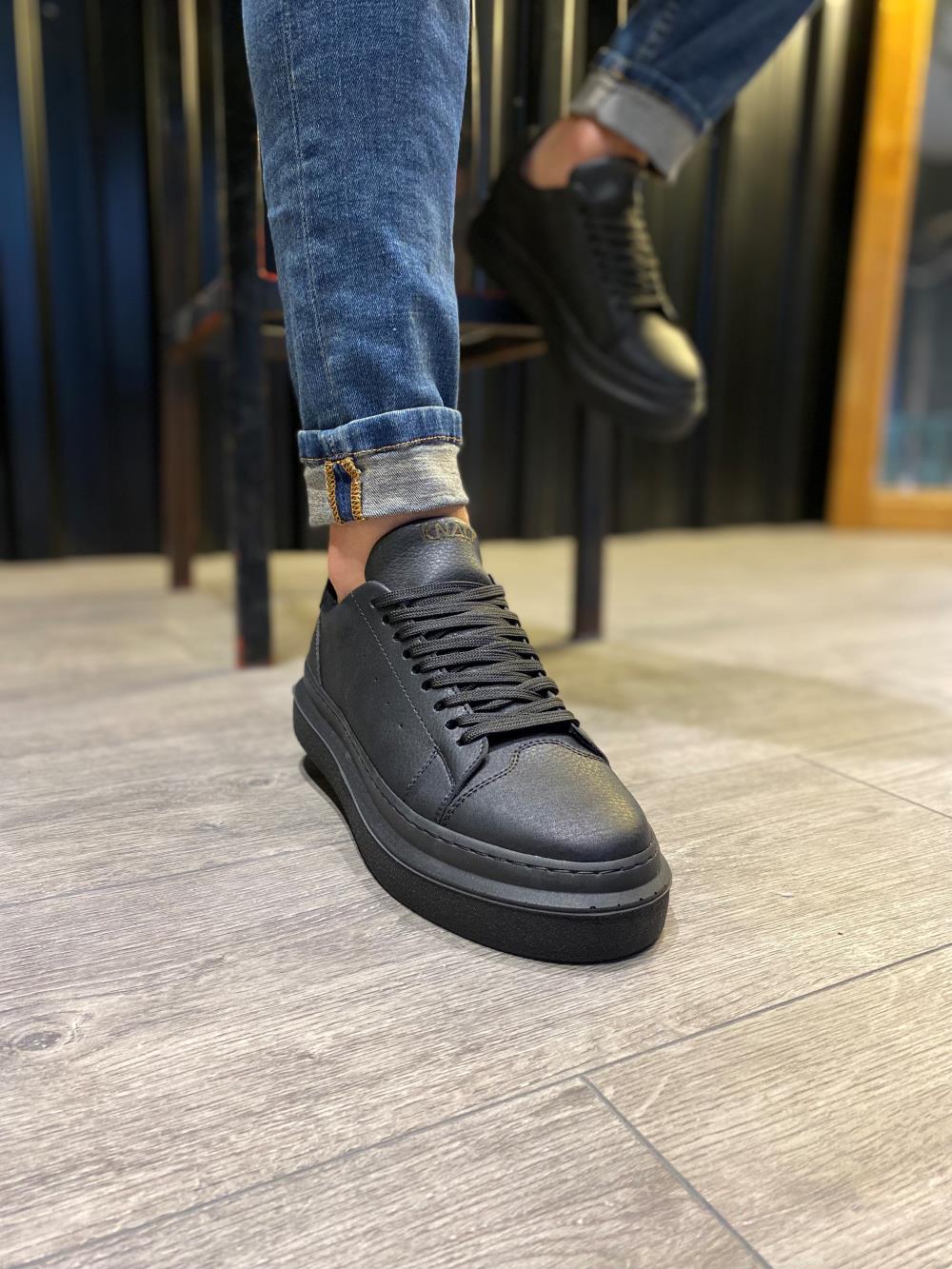 STM Men's Casual Sneakers Shoes 421 Black (Black Sole) - STREETMODE ™
