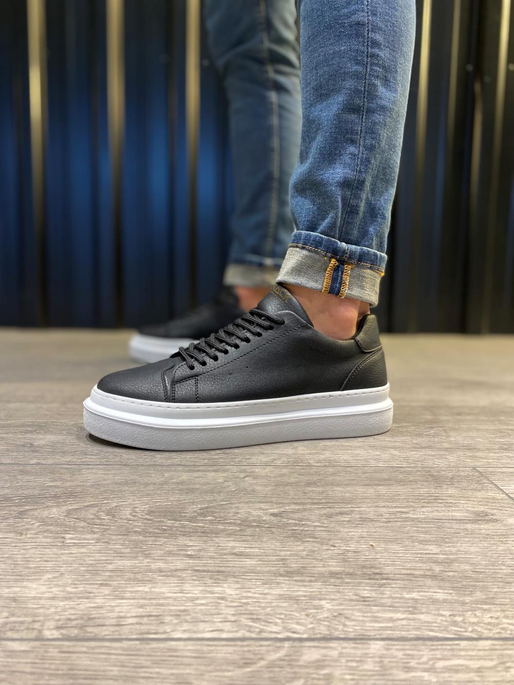 STM Men's Casual Sneakers Shoes 421 Black (White Sole) - STREETMODE ™