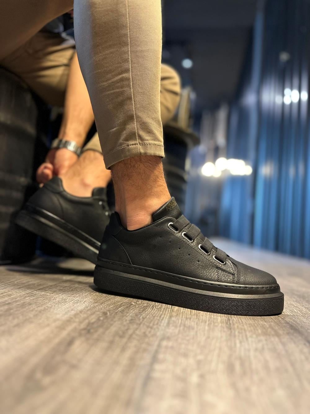 STM Men's Casual Sneakers Shoes 521 Black (Black Sole) - STREETMODE ™