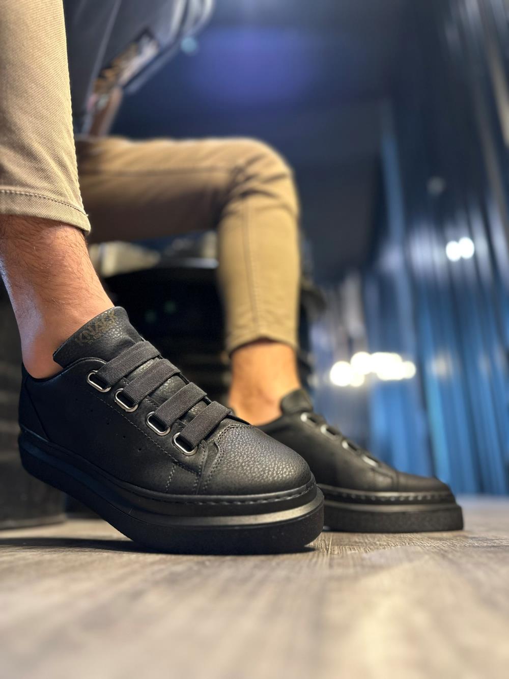 STM Men's Casual Sneakers Shoes 521 Black (Black Sole) - STREETMODE ™