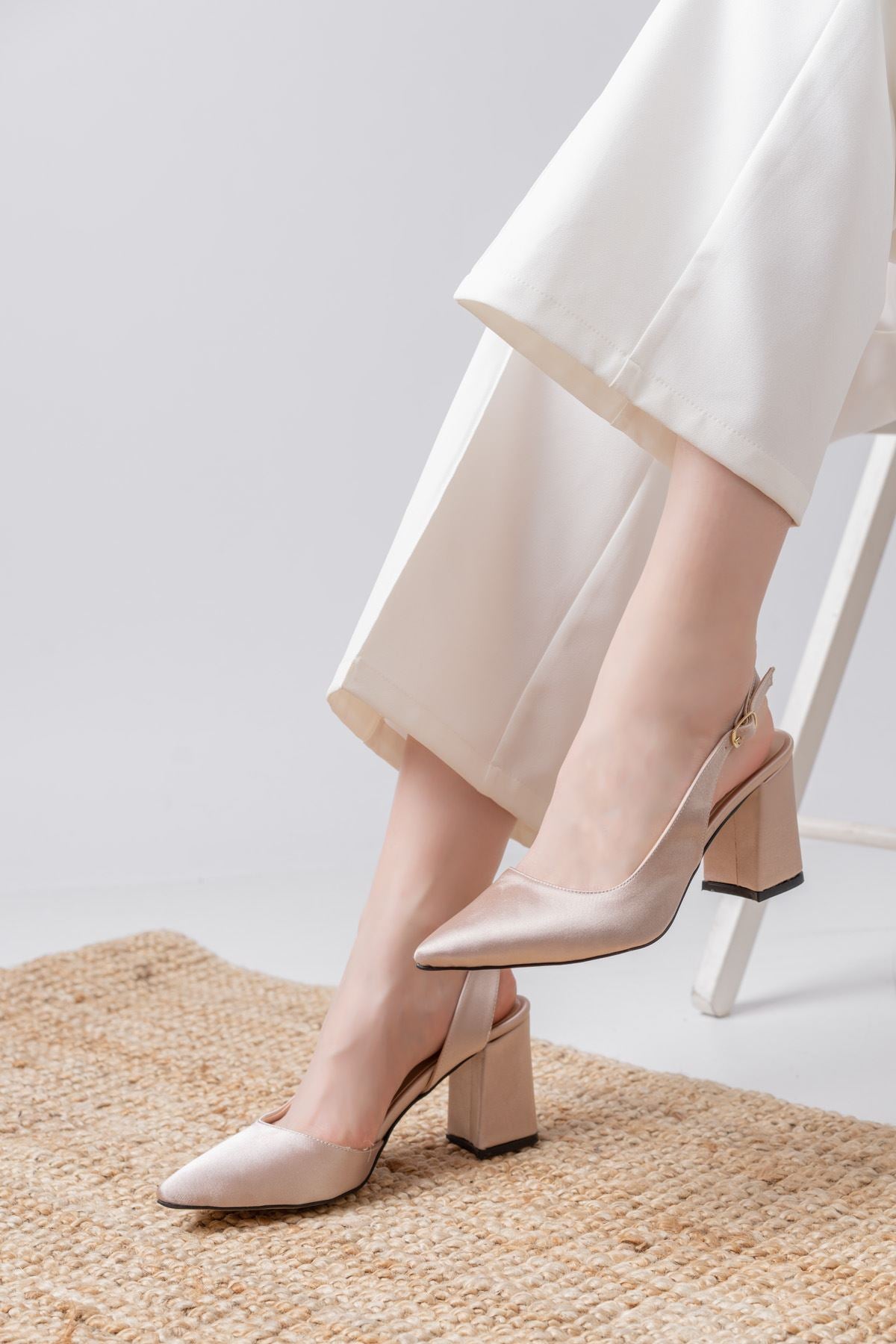 Tonia Cream Satin Heels Women's Shoes - STREETMODE ™