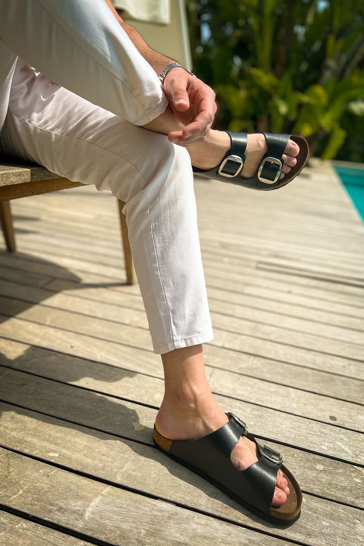 Men's Leather Slippers BLACK - STREET MODE ™