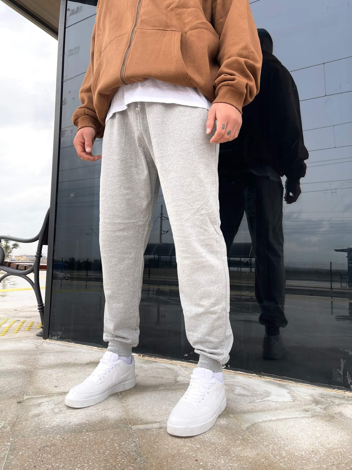 Unisex Drawstring Men's Tracksuit Bottom Gray - STREETMODE ™