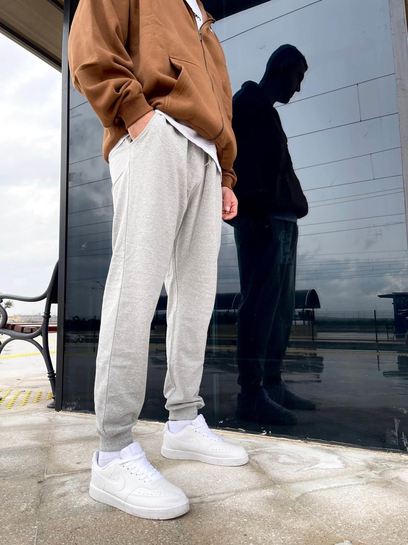Unisex Drawstring Men's Tracksuit Bottom Gray - STREETMODE ™