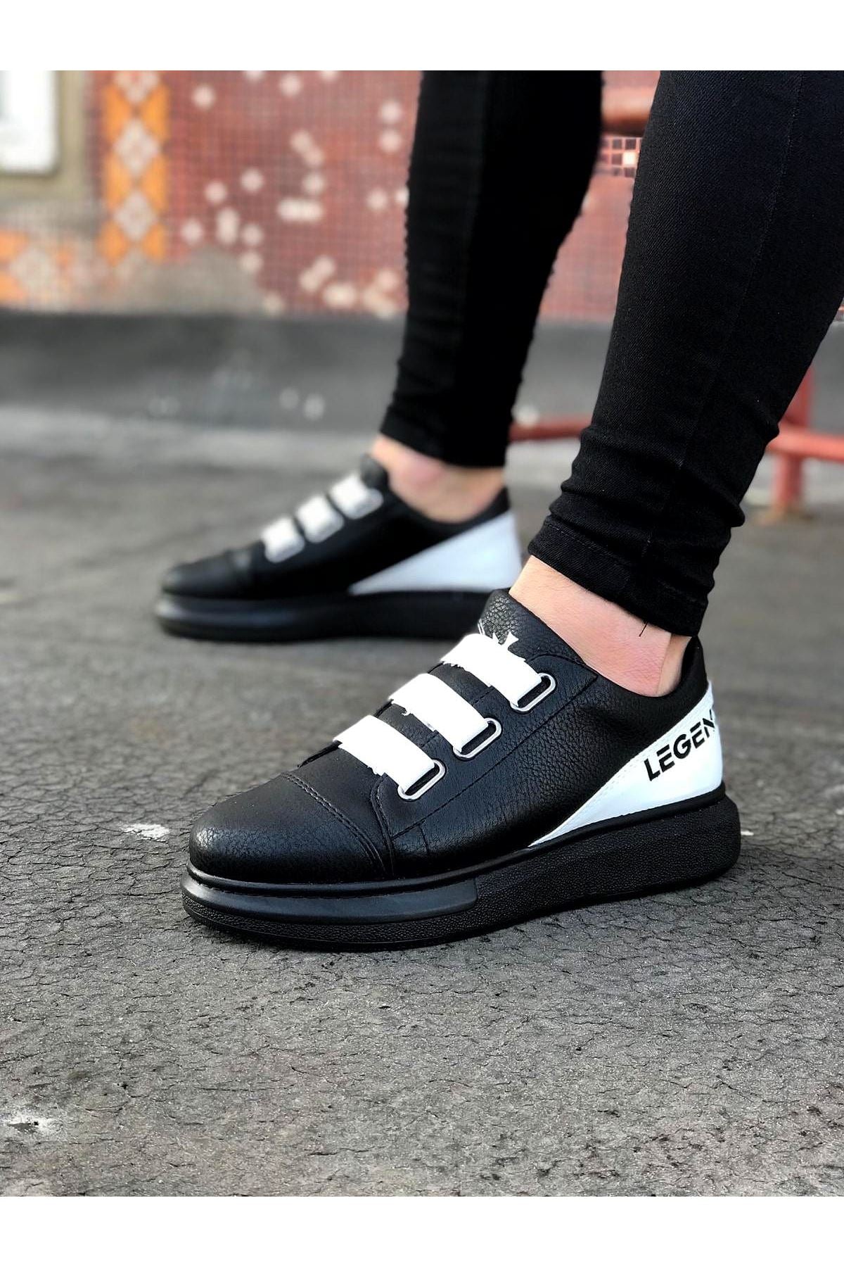 WG029 3-Stripes Legend Charcoal White Thick Sole Casual Men's Shoes sneakers - STREETMODE ™