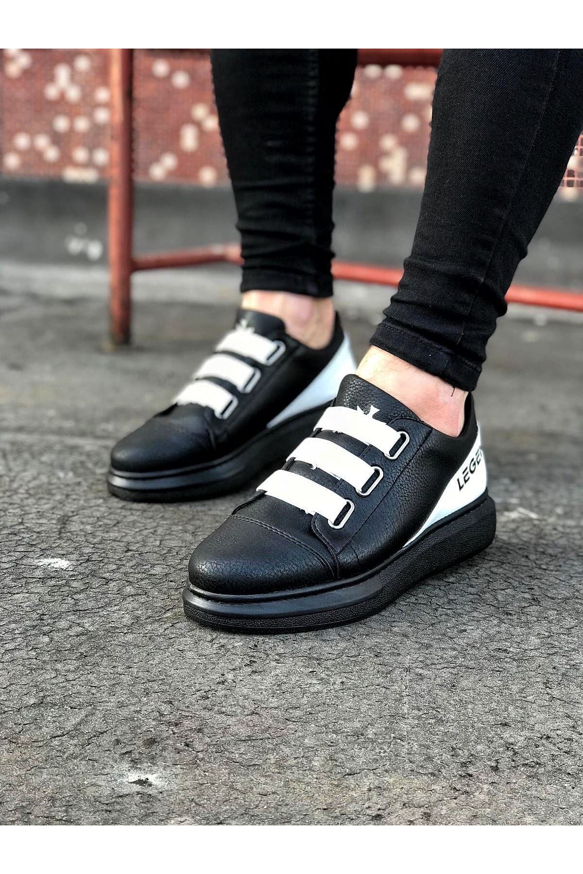 WG029 3-Stripes Legend Charcoal White Thick Sole Casual Men's Shoes sneakers - STREETMODE ™