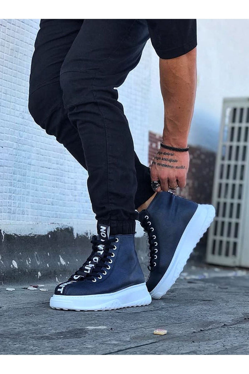 WG03 Navy Blue Men's Half Ankle Boots - STREETMODE ™