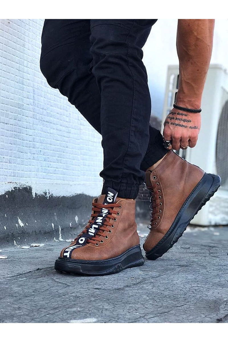 WG03 Tan Charcoal Men's Half Ankle Boots - STREETMODE ™