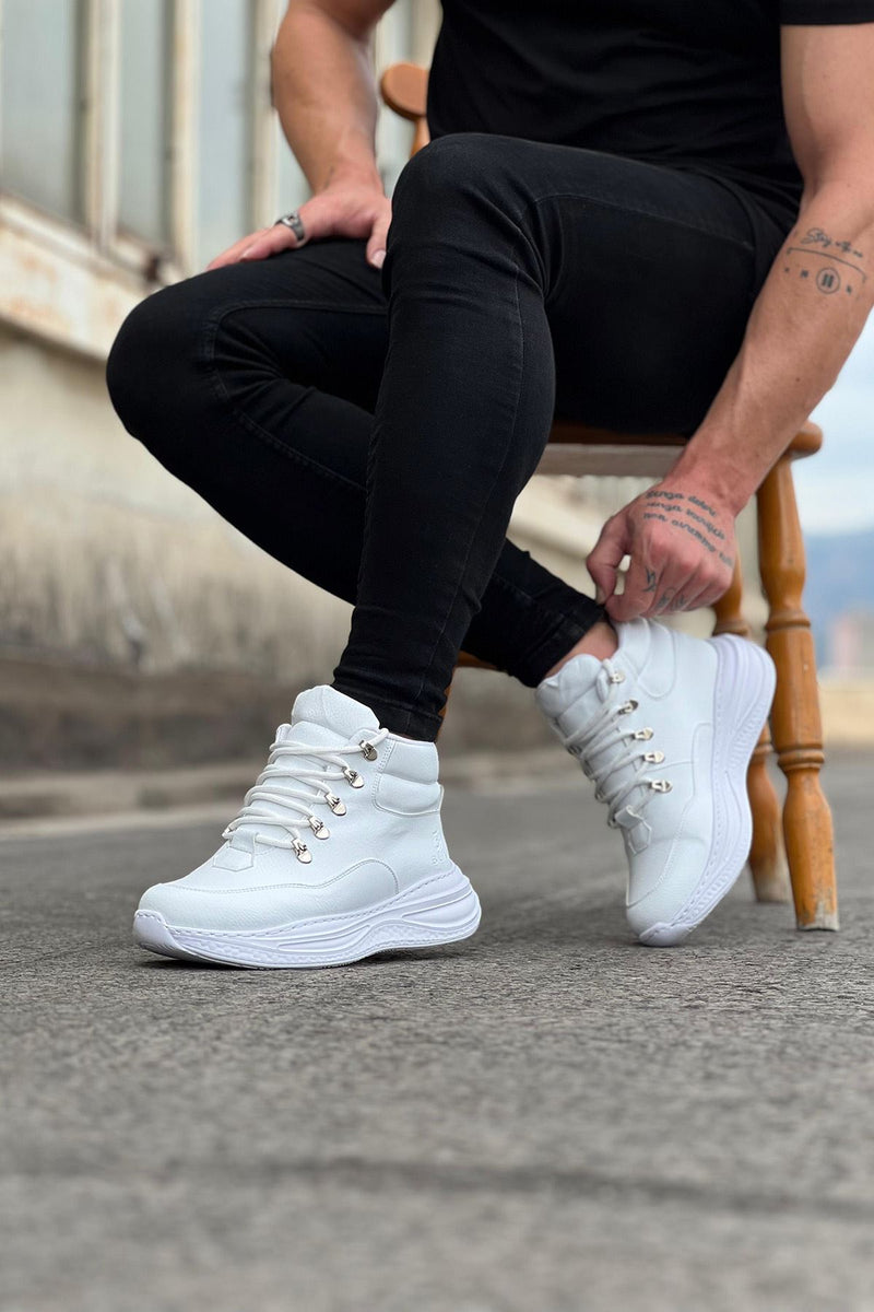 WG035 Leather High Sole Half Ankle Boots - STREETMODE ™