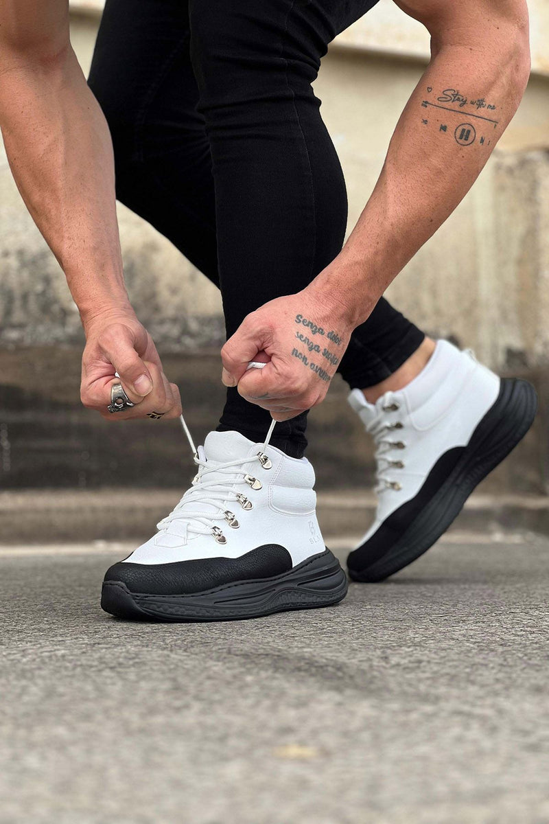 WG035 Leather High Sole Half Ankle Boots - STREETMODE ™