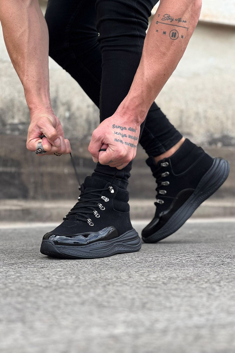 WG035 Leather High Sole Half Ankle Boots - STREETMODE ™