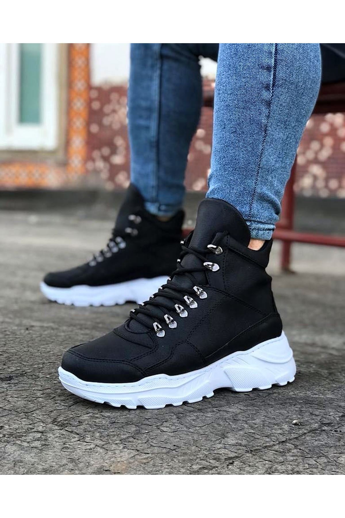 Wagoon WG07 Black Color Long Laced Boots - STREETMODE ™