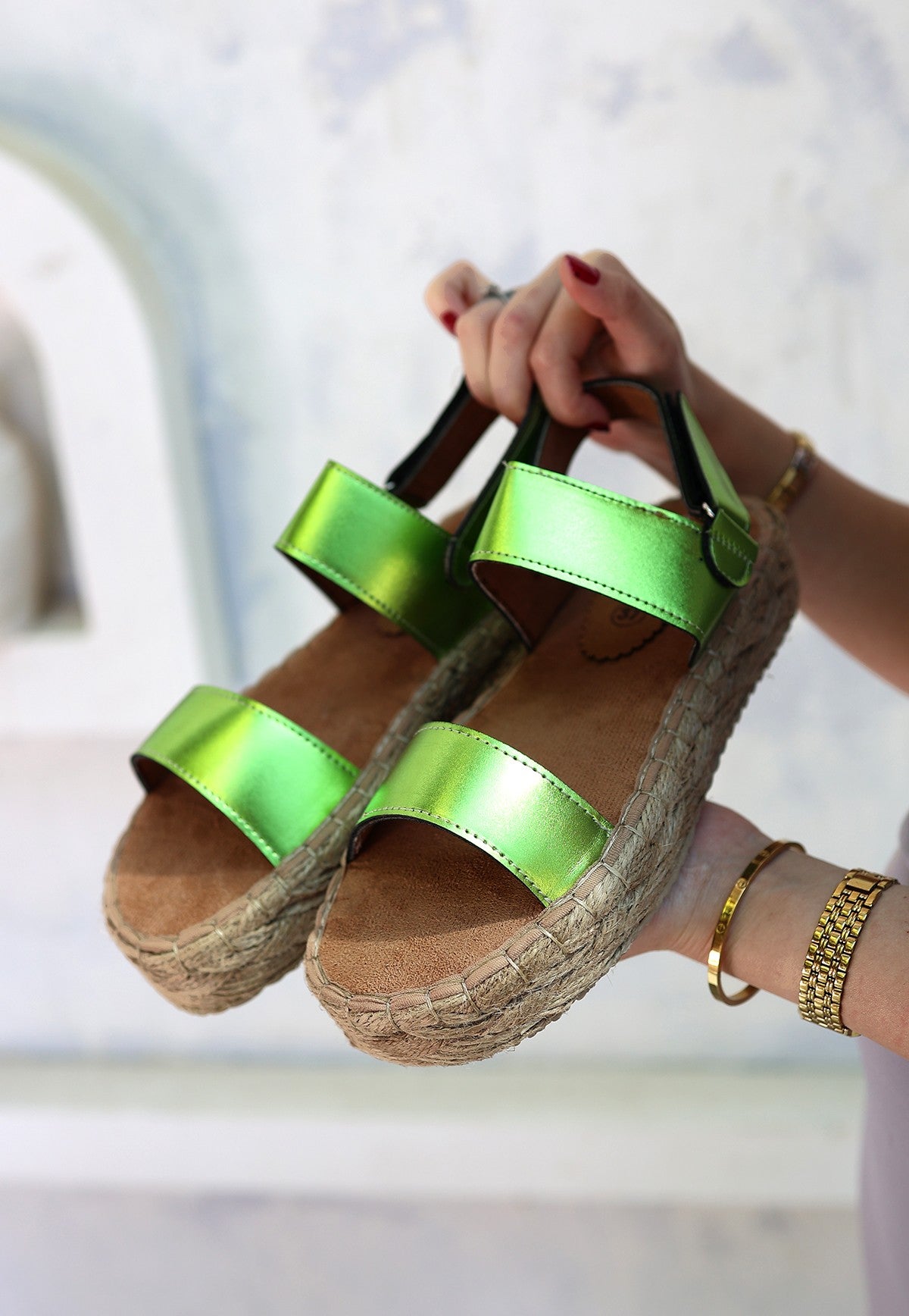 Women's Wery Green Skin Velcro Sandals - STREETMODE ™