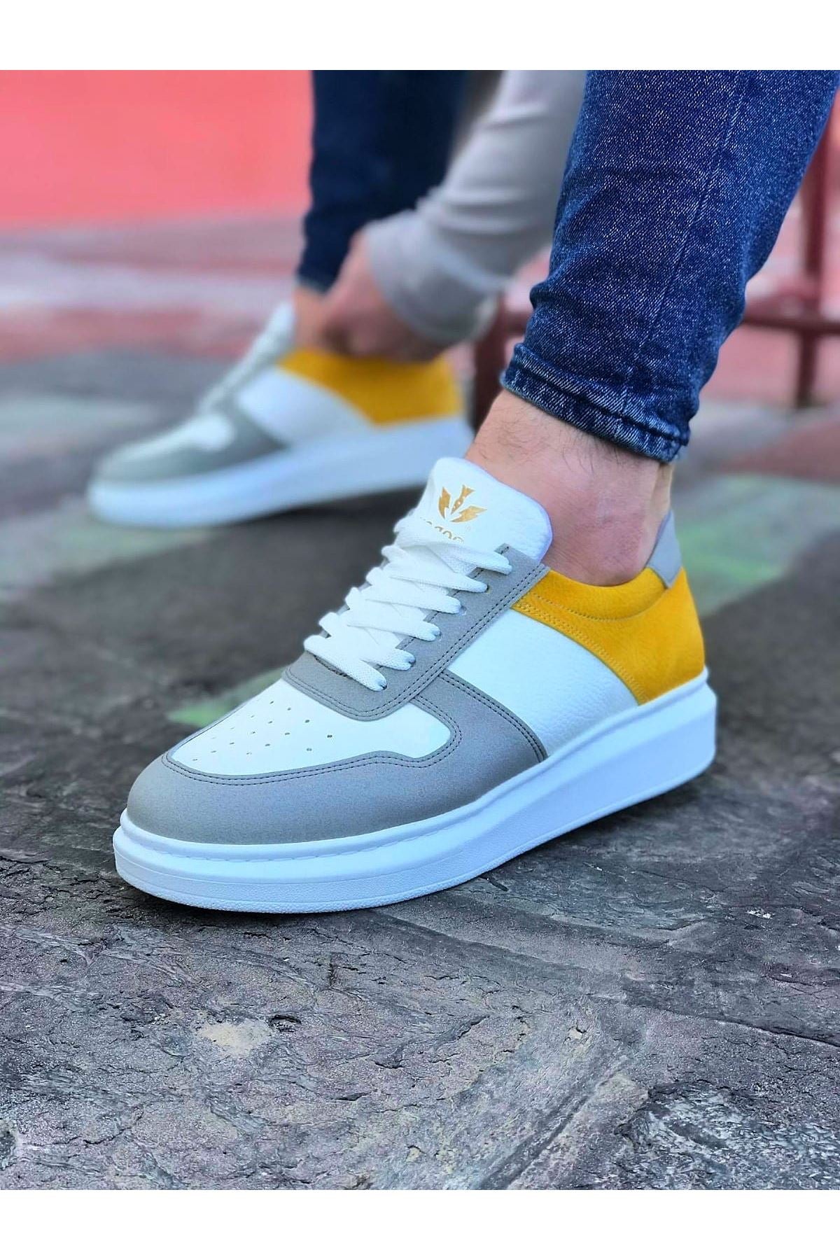 WG011 White Yellow Men's Casual Shoes - STREETMODE ™