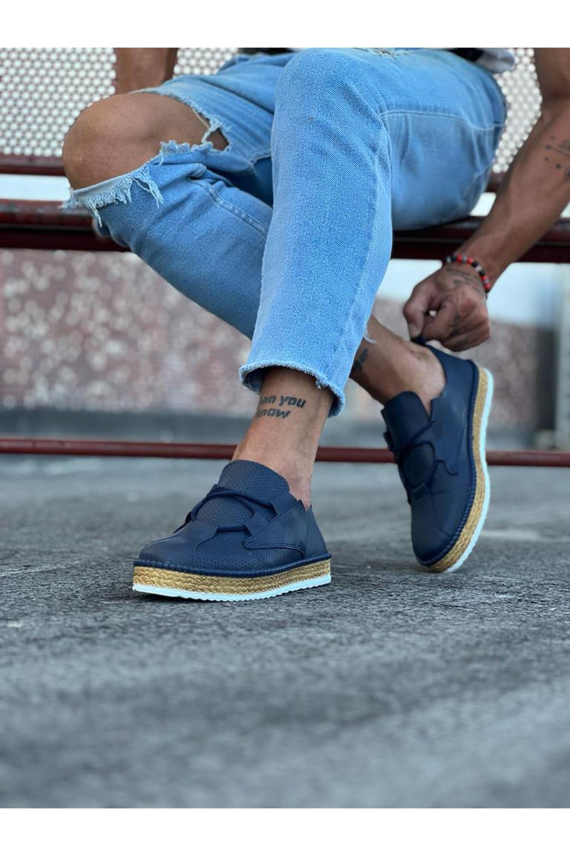 WG015 Navy Blue Men's Casual Shoes - STREETMODE ™