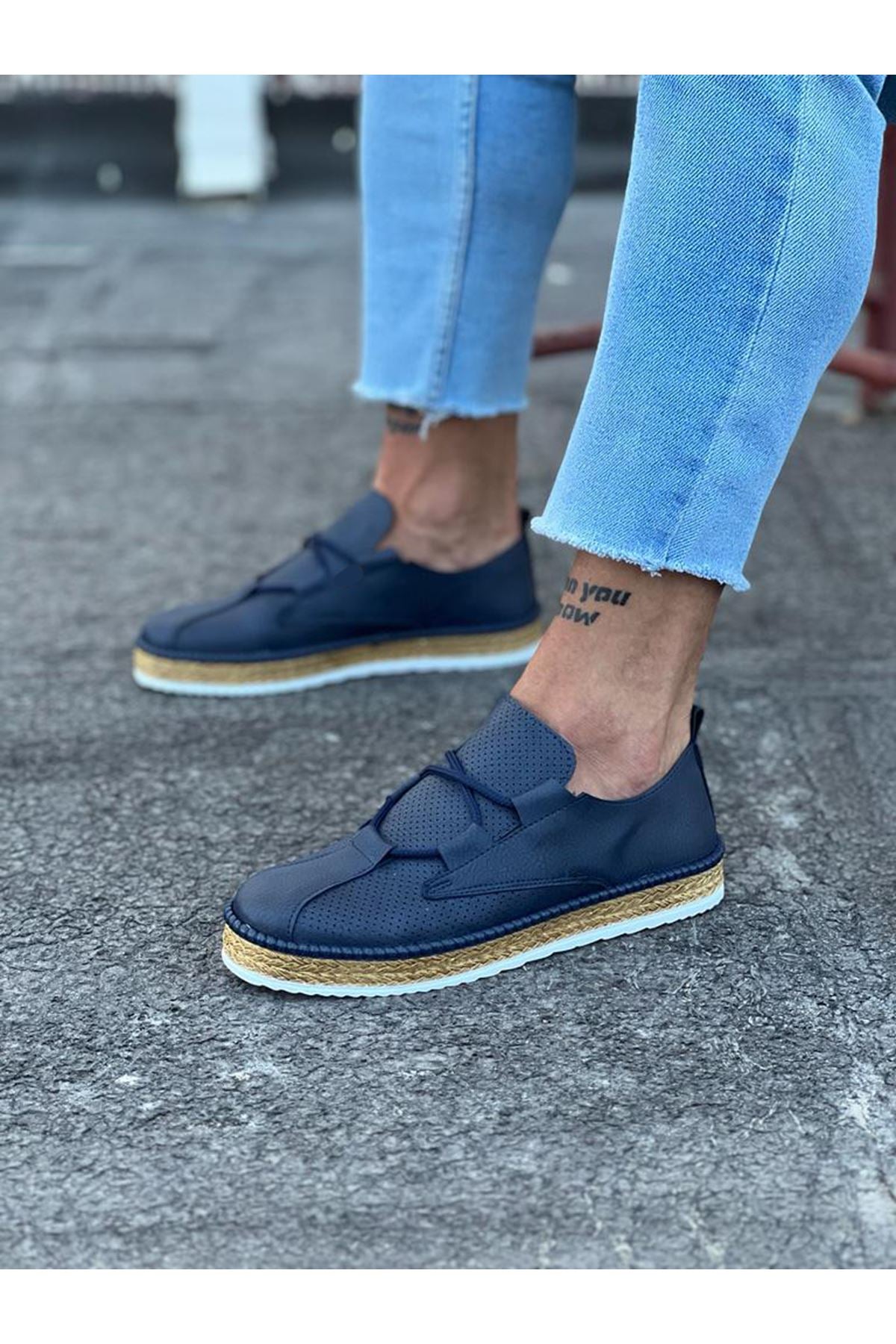 WG015 Navy Blue Men's Casual Shoes - STREETMODE ™