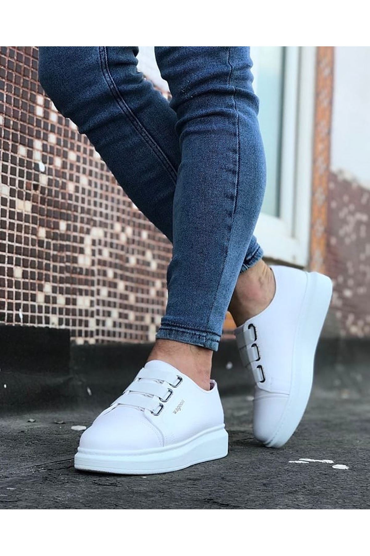 WG026 White Thick Sole Casual Men's Shoes - STREETMODE ™