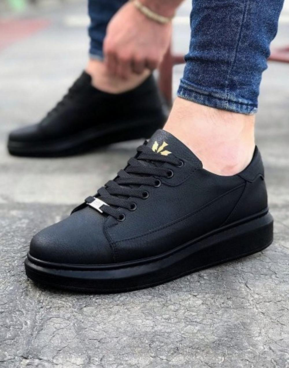 WG028 Denim Coal Lace-Up Thick Sole Casual Men's Shoes - STREETMODE ™