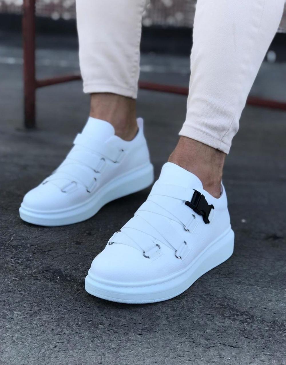 WG033 White Men's High-Sole Shoes Sneakers - STREETMODE ™