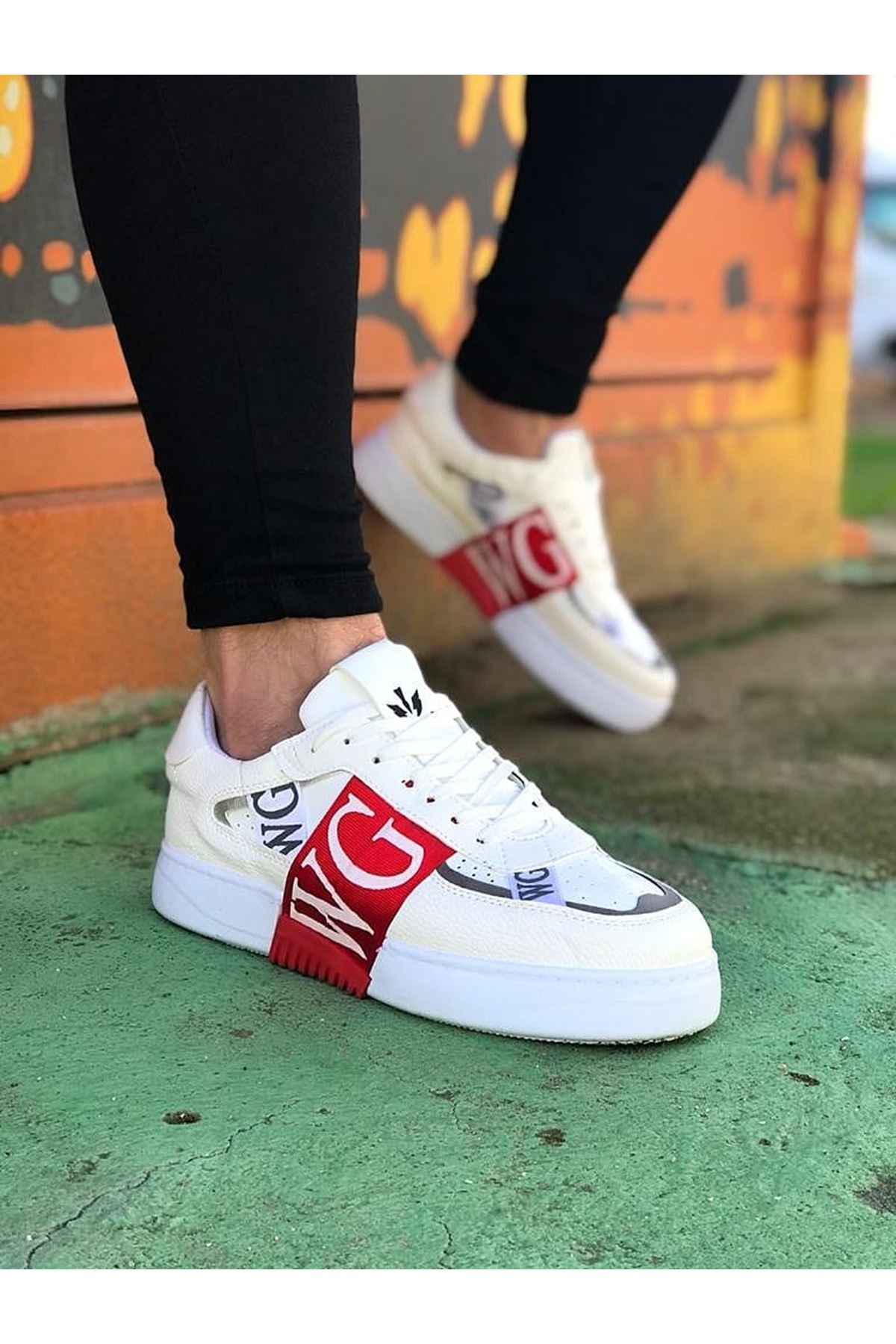 WG202 White Red Men's Casual Shoes sneakers - STREETMODE ™