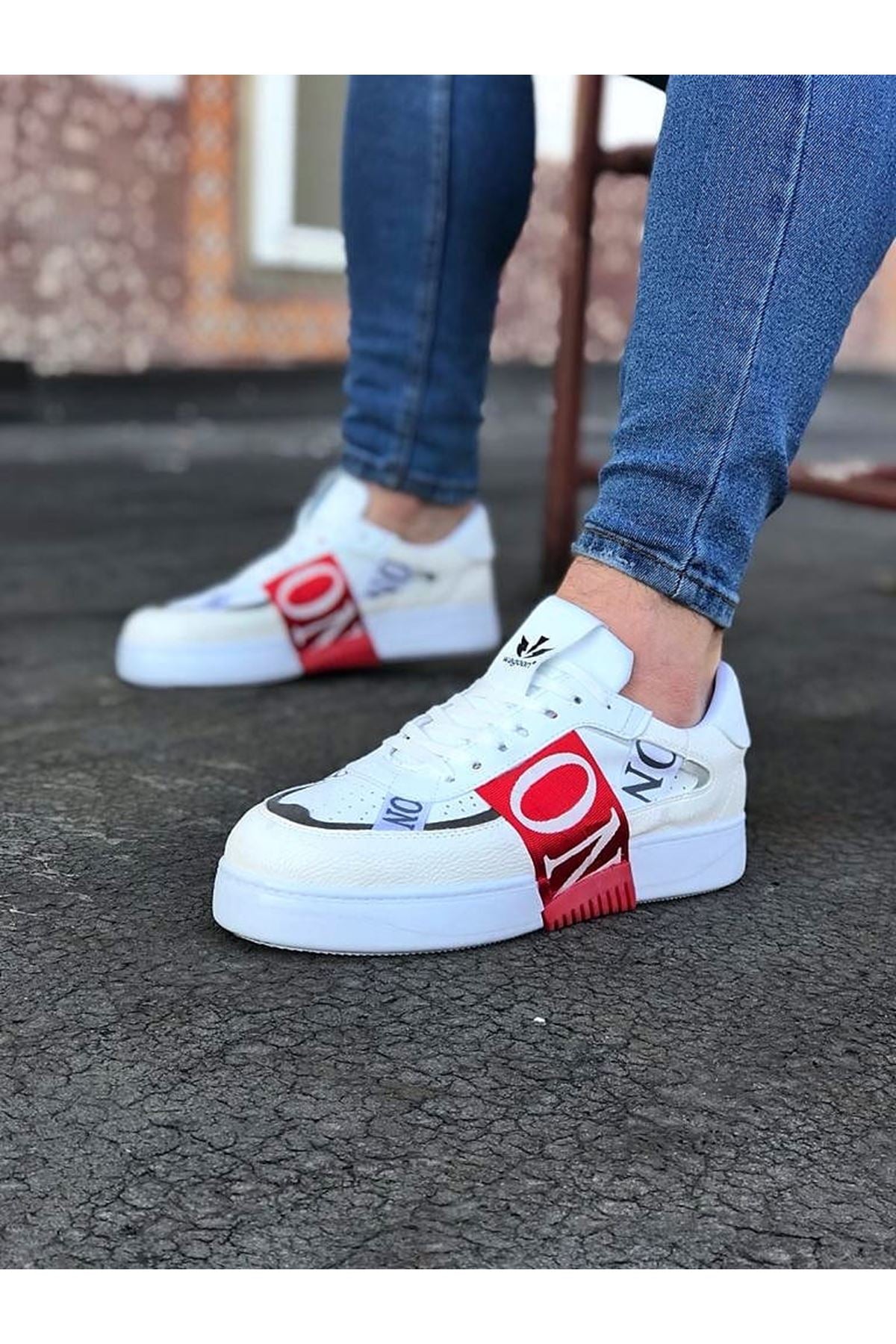 WG202 White Red Men's Casual Shoes sneakers - STREETMODE ™