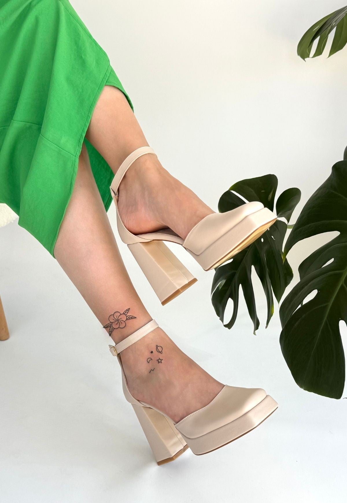 Women's Beige Leather High Heel Shoes - STREETMODE ™