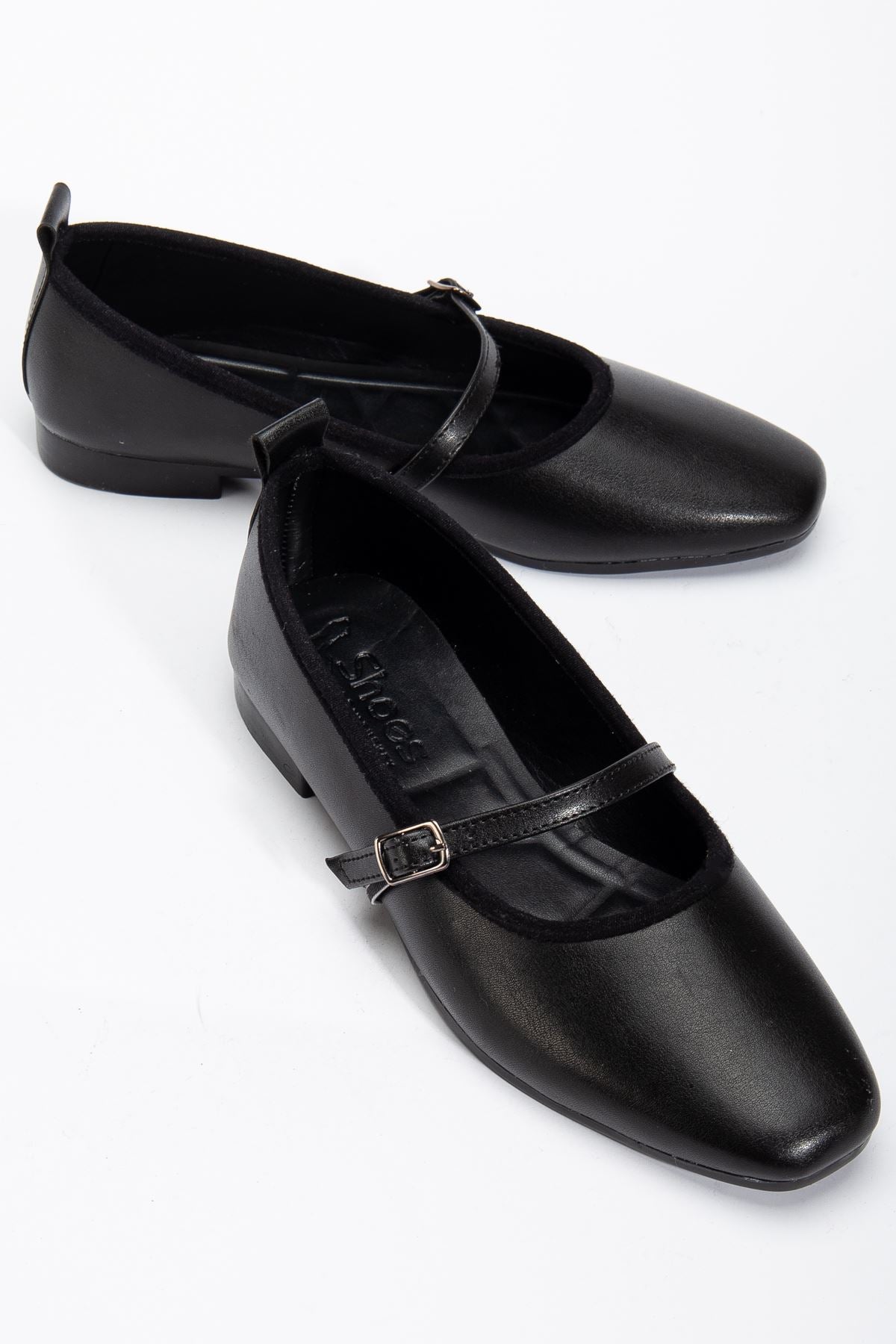Women's Black Banded Belted Lightweight Ballerinas - STREETMODE ™