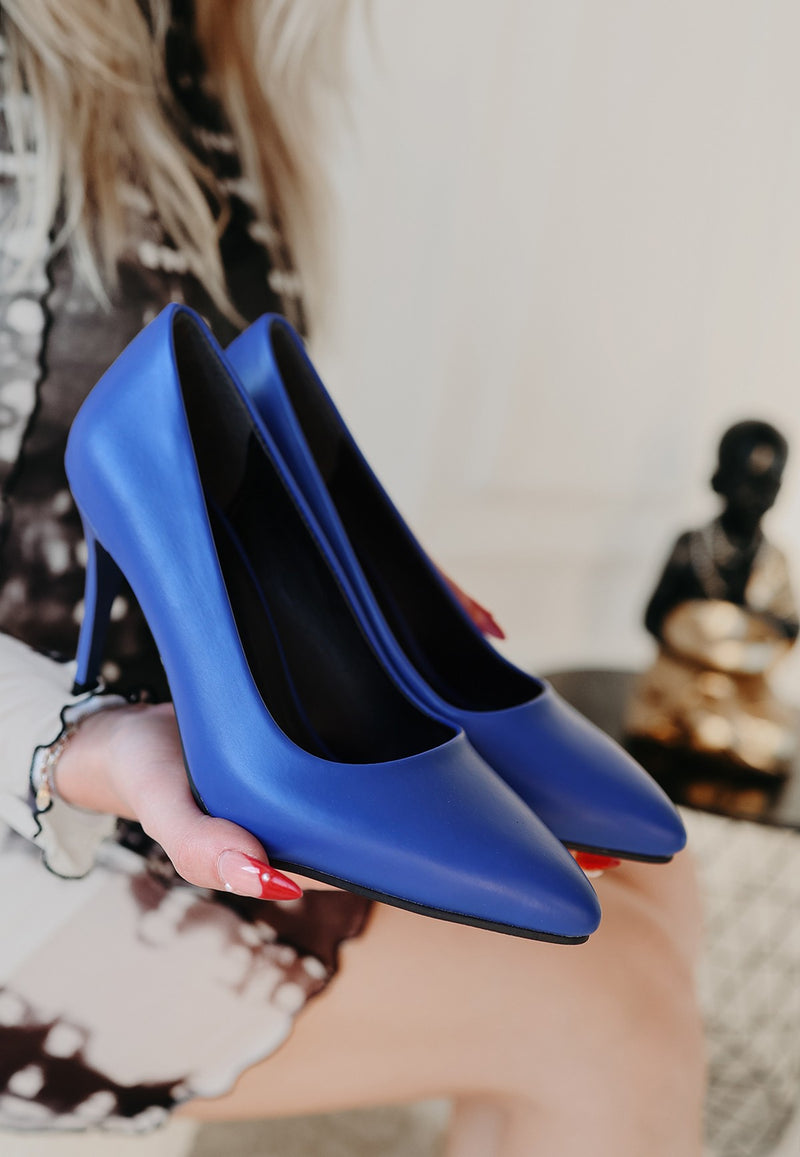 Women's Blue Skin Stiletto Shoes - STREETMODE ™