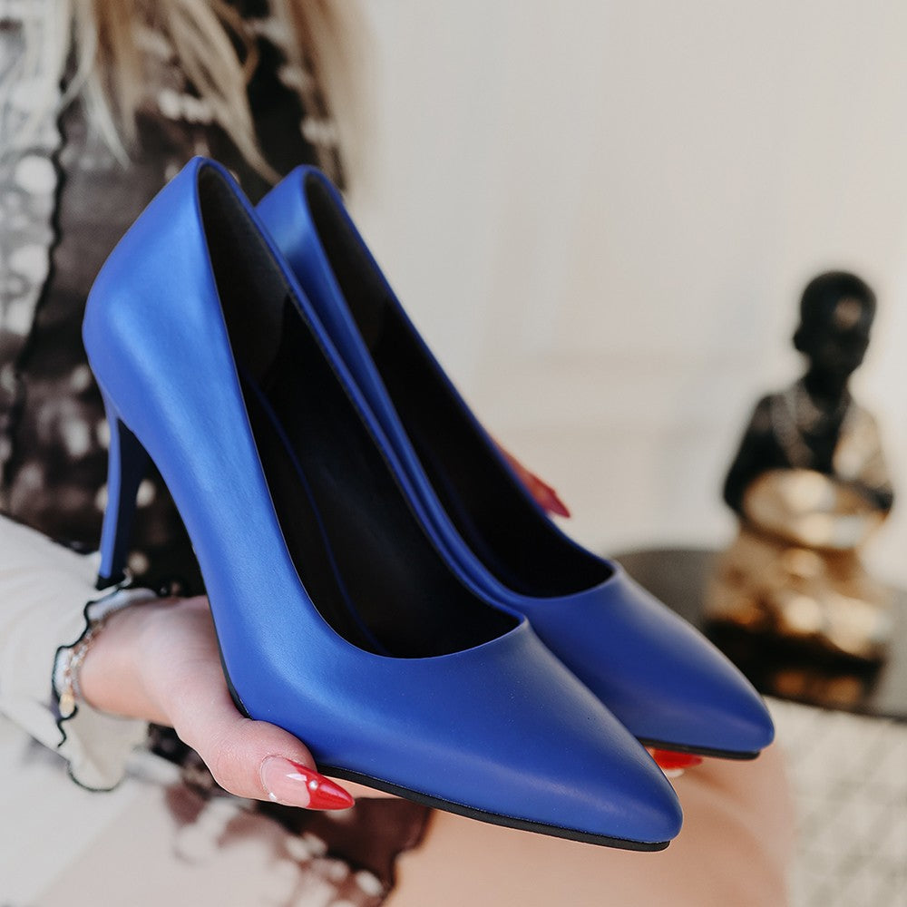 Women's Blue Skin Stiletto Shoes - STREETMODE ™