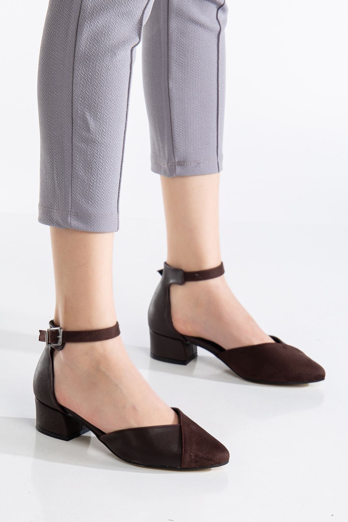 Women's Dark Brown Skin-Suede High Heel Shoes - STREETMODE ™