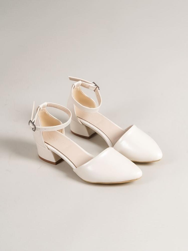 Women's Dary Heeled White Pearl Detailed Heeled Shoes - STREETMODE ™