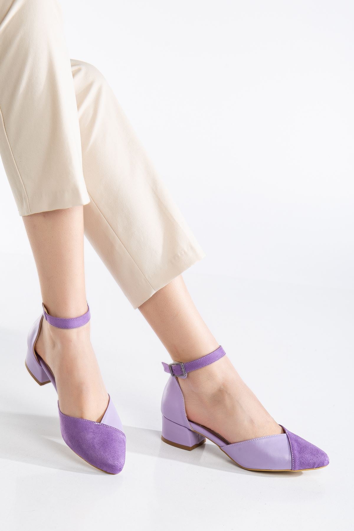 Women's Holly Lilac Skin-Suede Heeled Shoes - STREETMODE ™