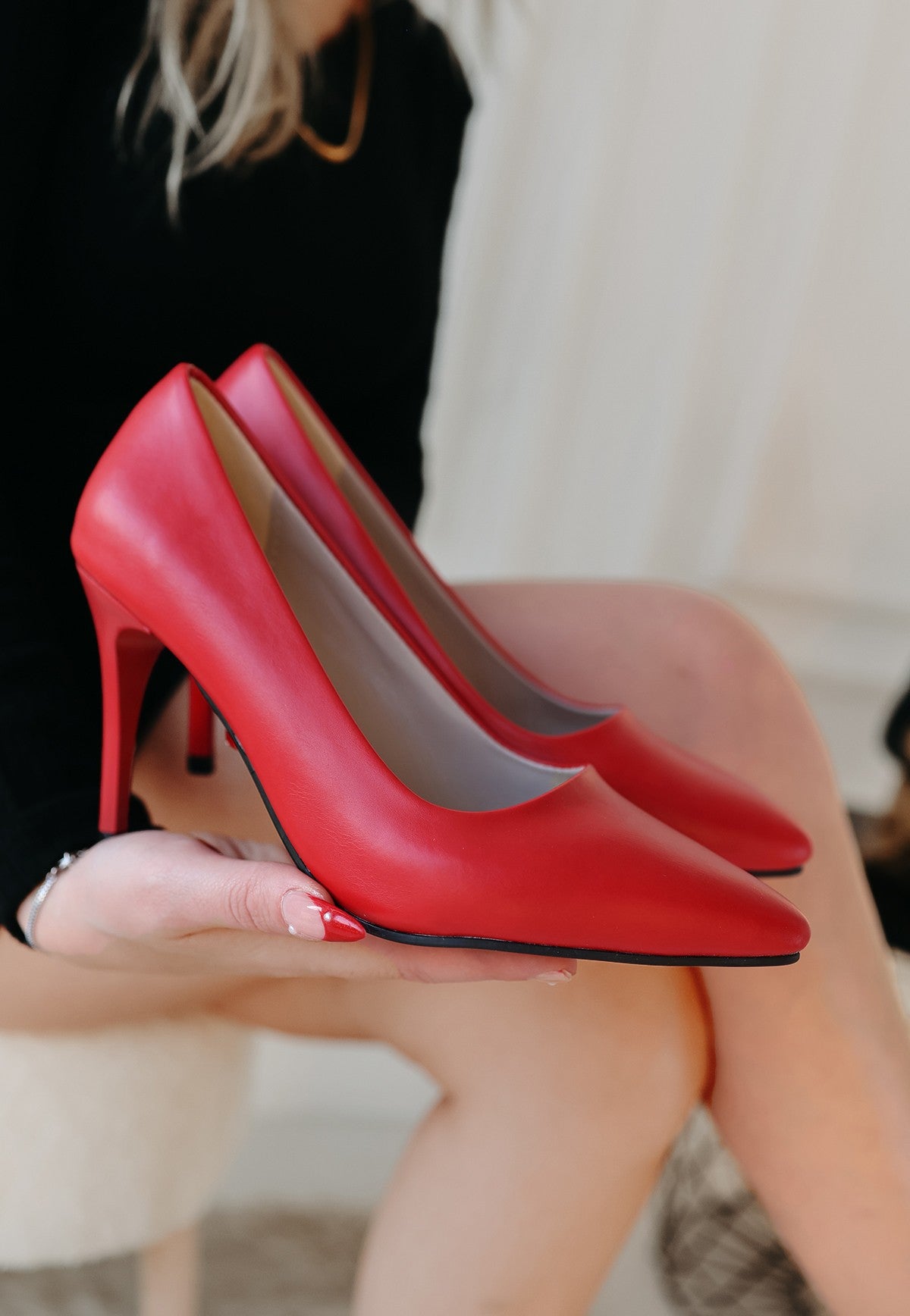 Women's Red Skin Stiletto Shoes - STREETMODE ™