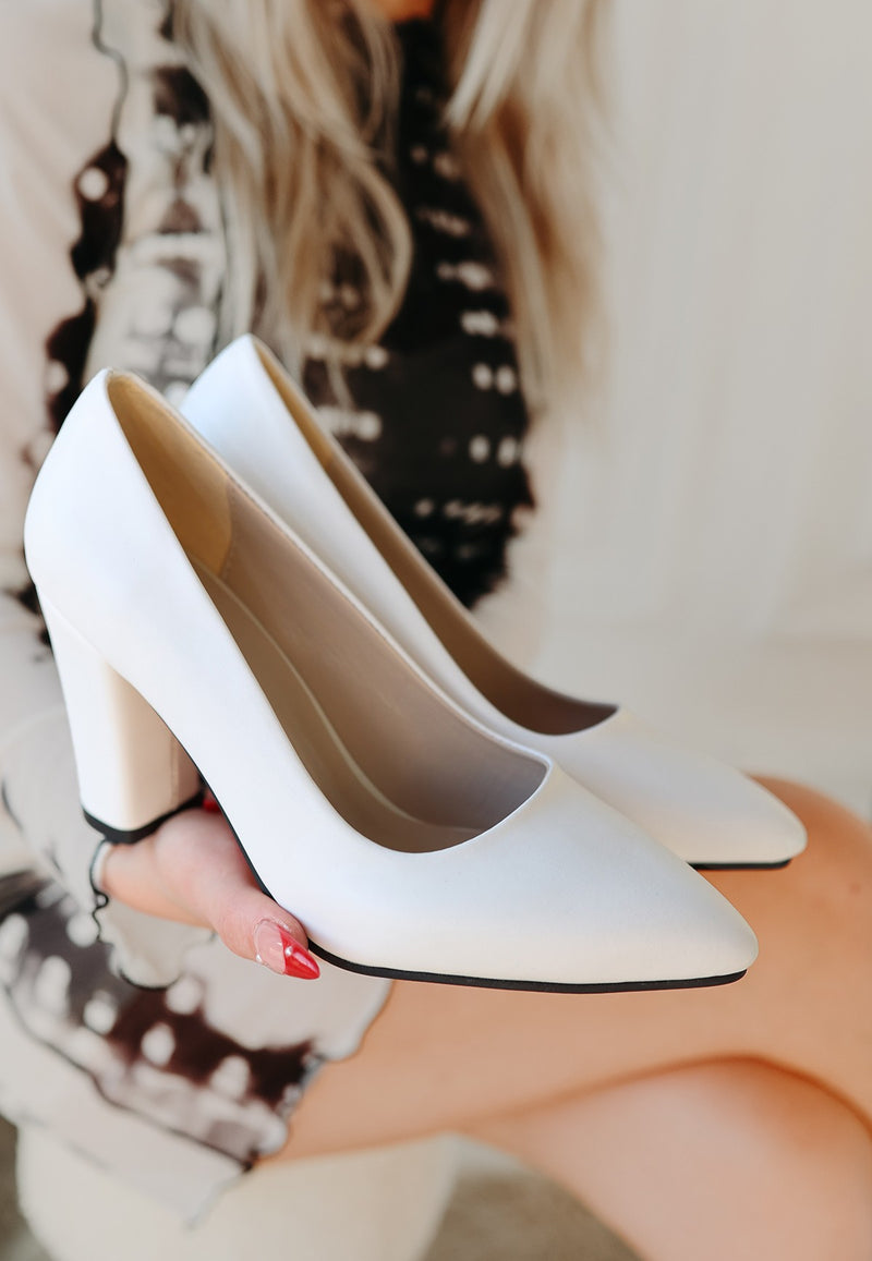 Women's White Leather High Heel Shoes - STREETMODE ™