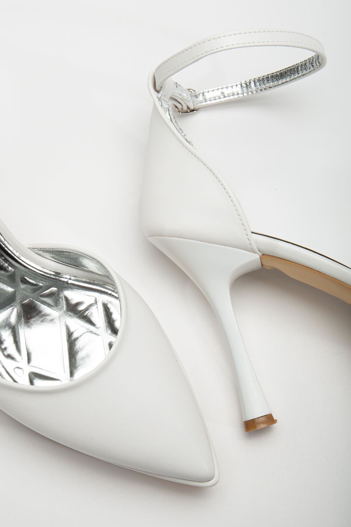 Women's White Leather Platform Pointed Toe Thick Heel Shoes - STREETMODE ™