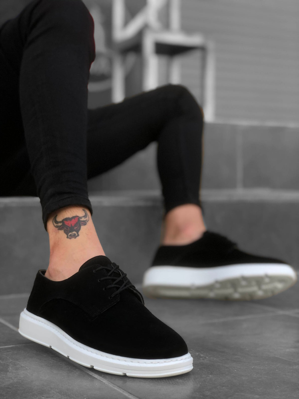BA0003 Lace-Up Classic Spor Black and White Thick Sole Casual Men Shoes - STREET MODE ™