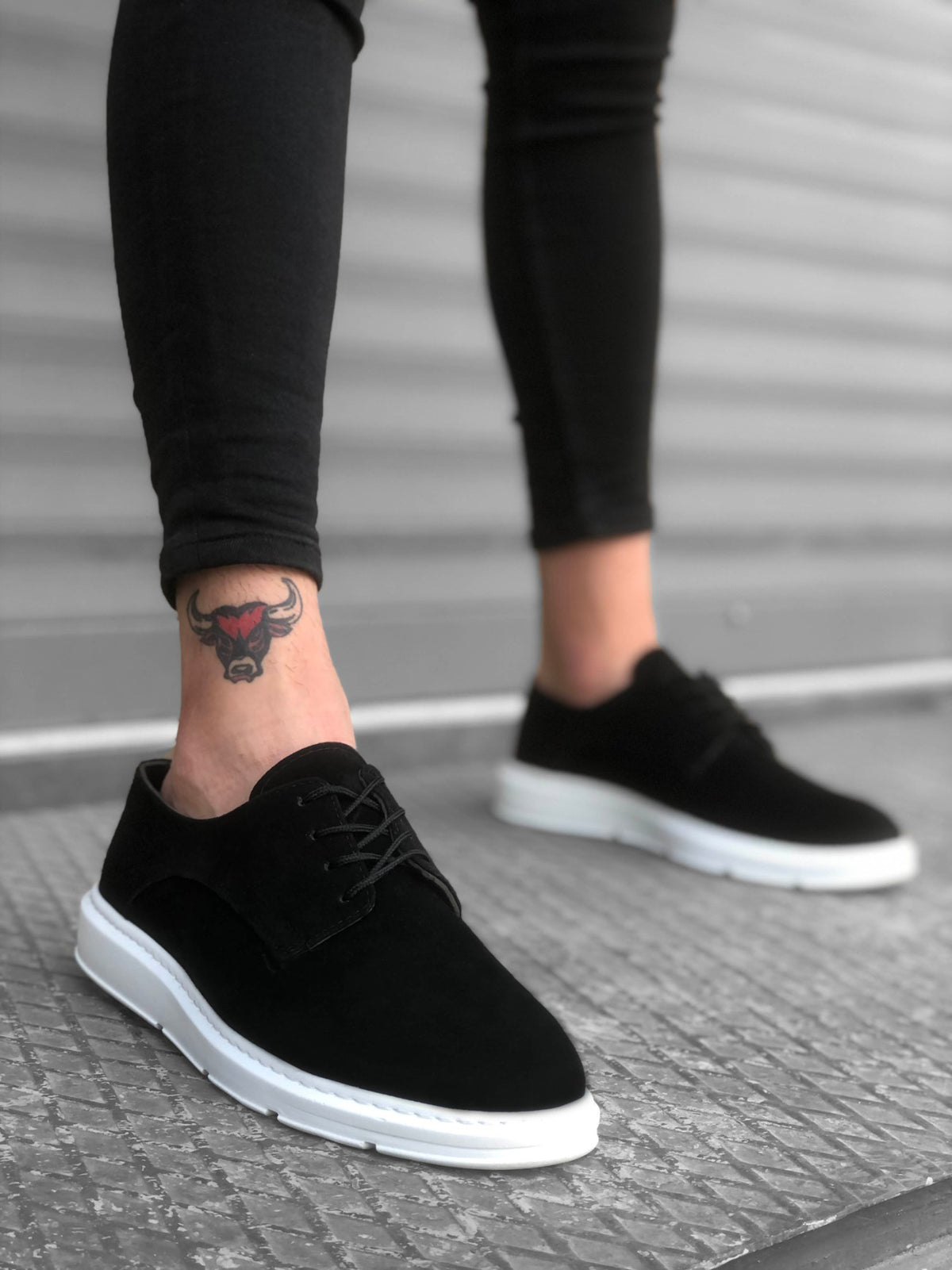 BA0003 Lace-Up Classic Spor Black and White Thick Sole Casual Men Shoes - STREET MODE ™