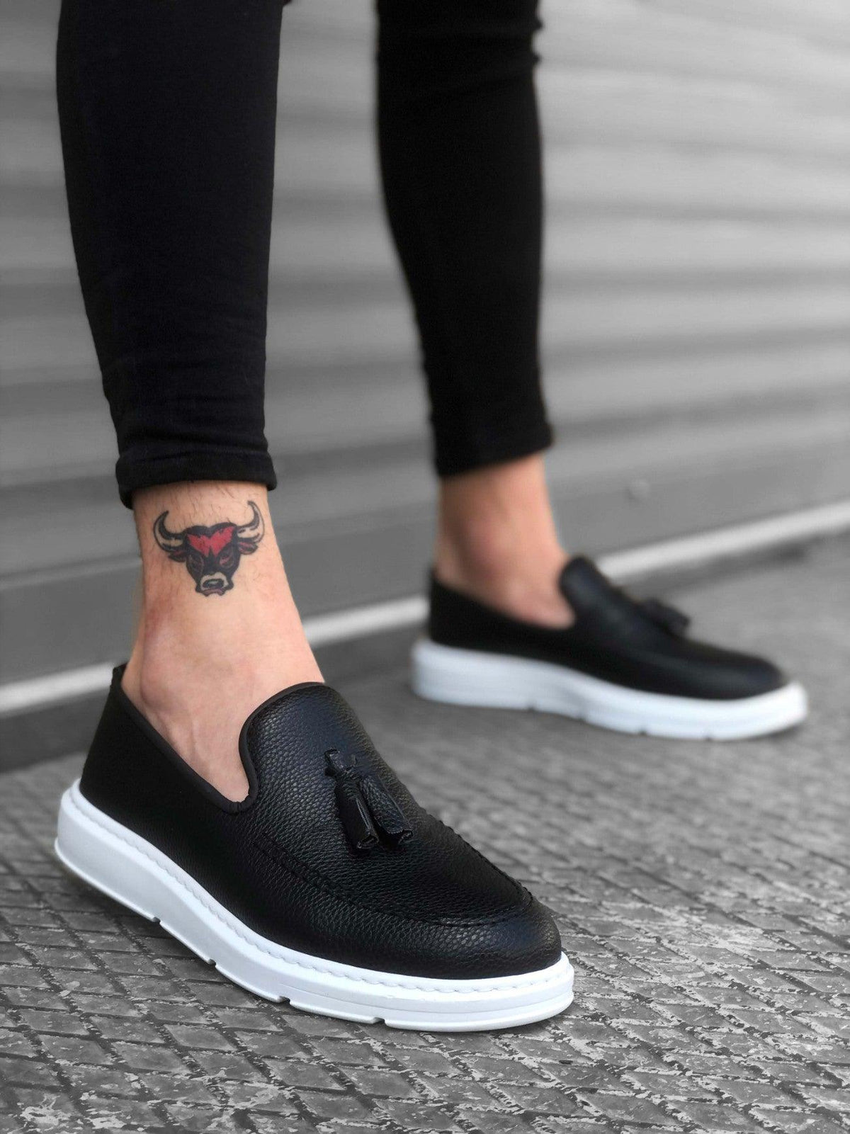 BA0005 Lace-Up High Sole Black White Classic Tufted Corcik Men Shoes - STREET MODE ™