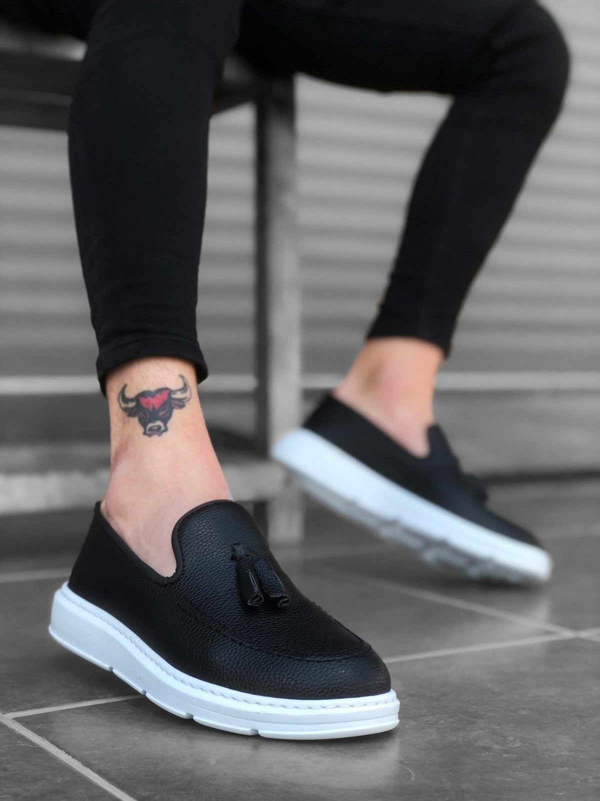 BA0005 Lace-Up High Sole Black White Classic Tufted Corcik Men Shoes - STREET MODE ™