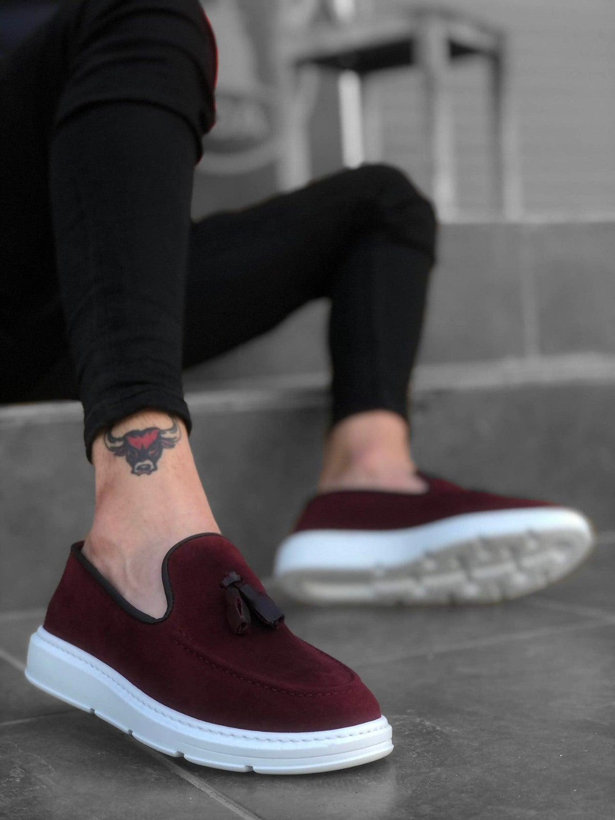 BA0005 Lace-Up High SoleBurgundy Sued Classic Tufted Corcik Men Shoes - STREET MODE ™