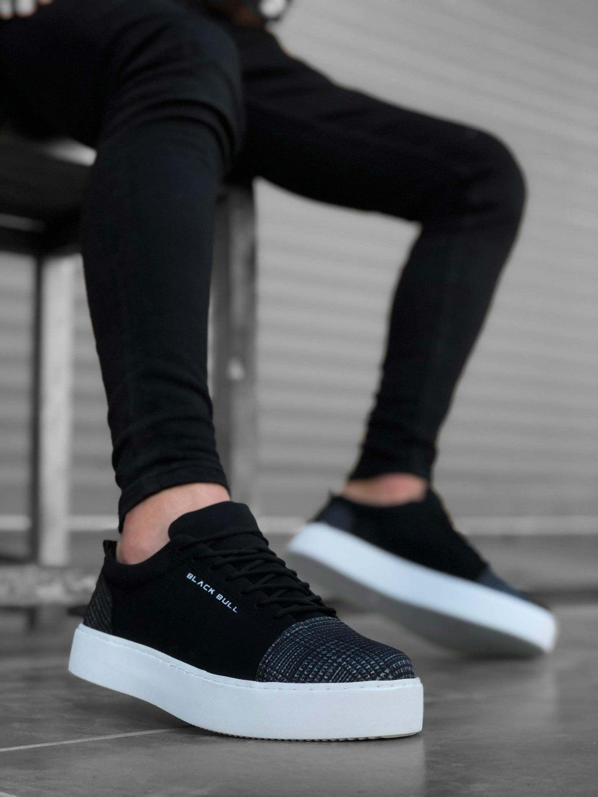 BA0104 Lace-up Black Plaid Suede Black Sole Sports Classic Men's Shoes - STREET MODE ™