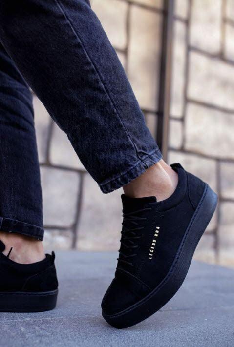 BA0104 Lace-up Nubuck Black Sport Classic Men's Shoes - STREET MODE ™