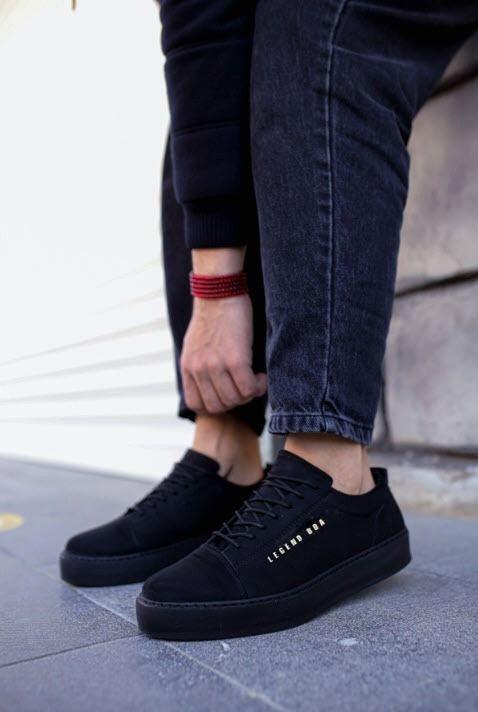 BA0104 Lace-up Nubuck Black Sport Classic Men's Shoes - STREET MODE ™