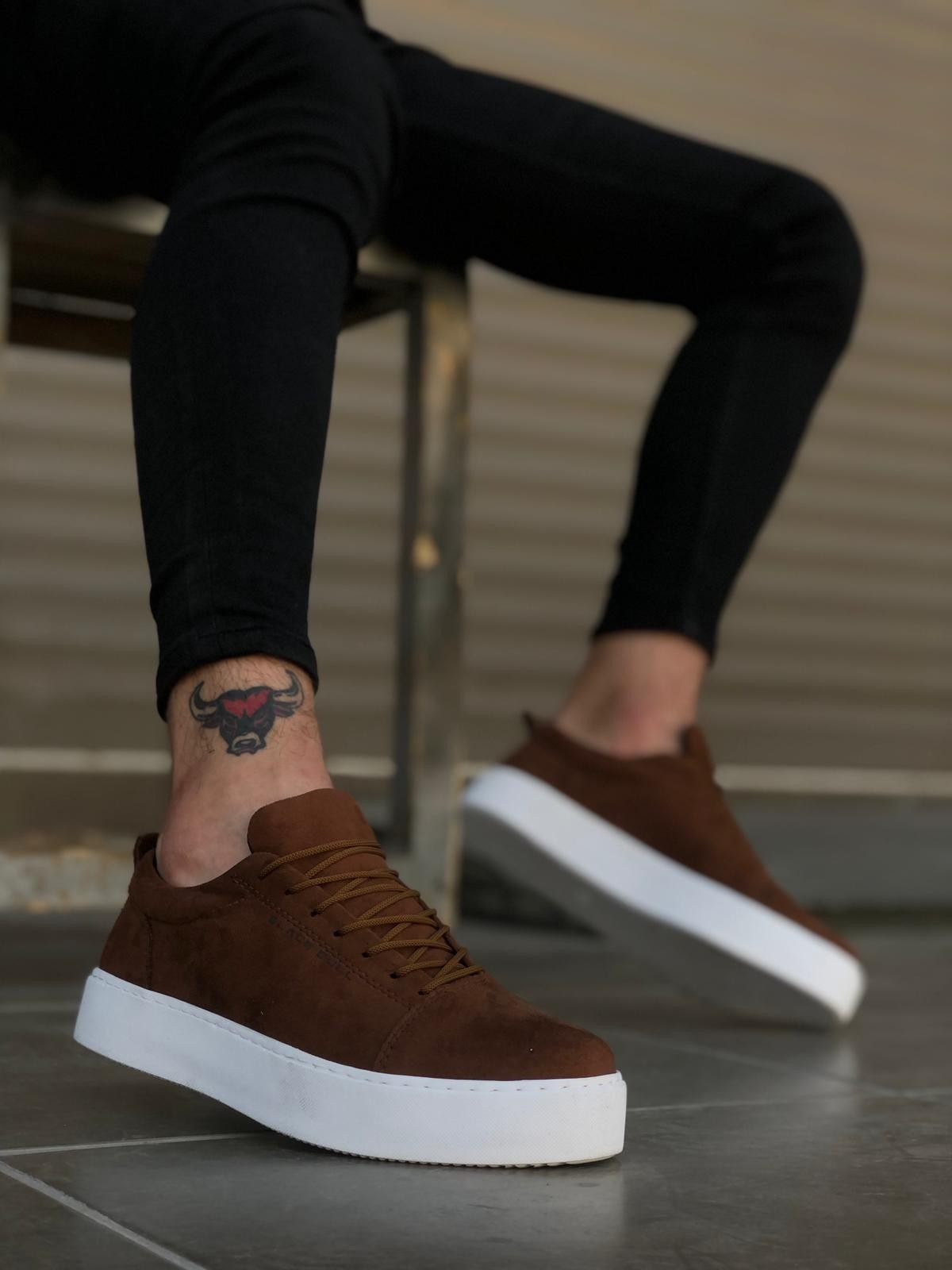 BA0104 Lace-up Tan Suede White Sole Sports Classic Men's Shoes - STREET MODE ™