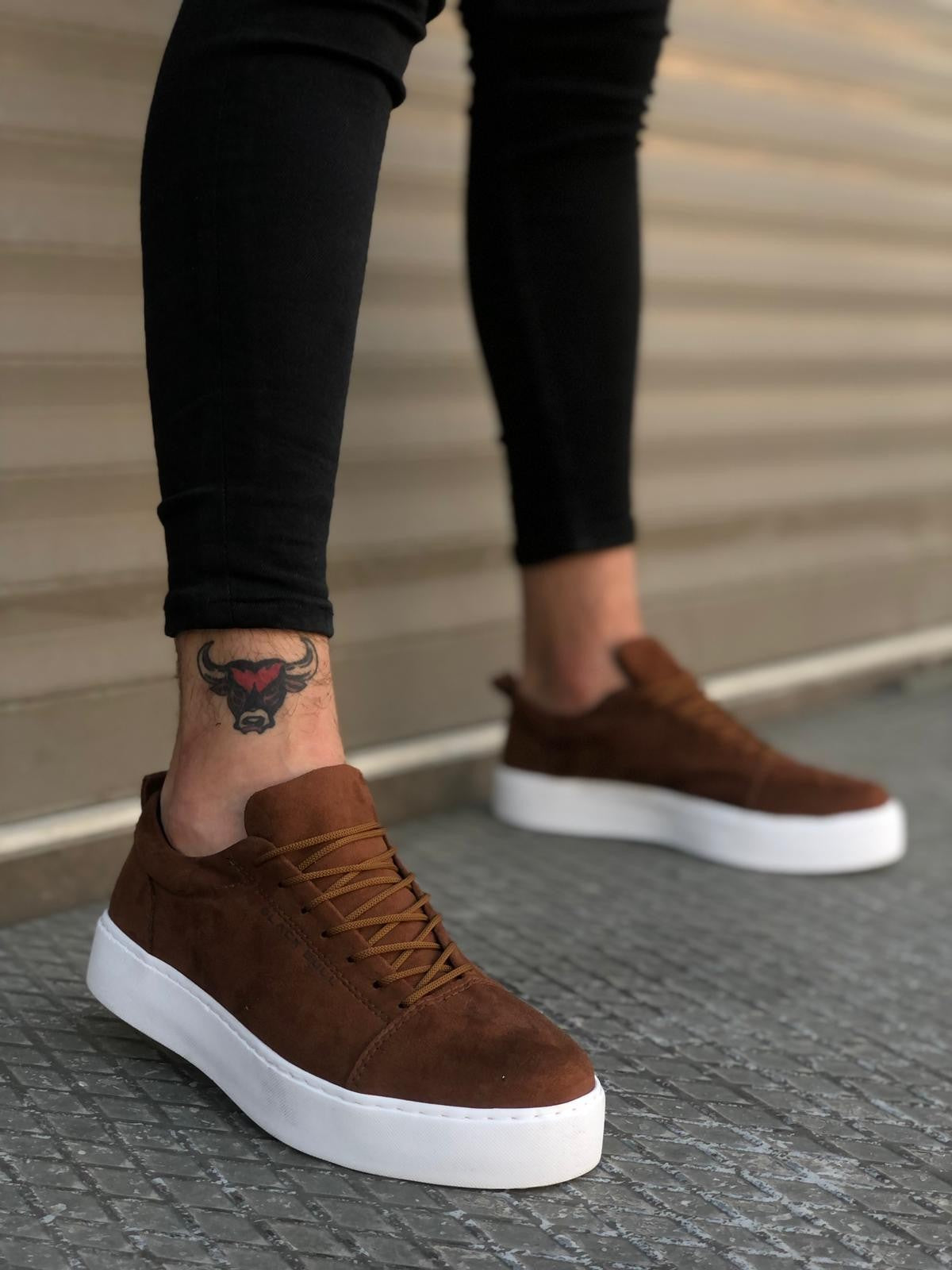 BA0104 Lace-up Tan Suede White Sole Sports Classic Men's Shoes - STREET MODE ™