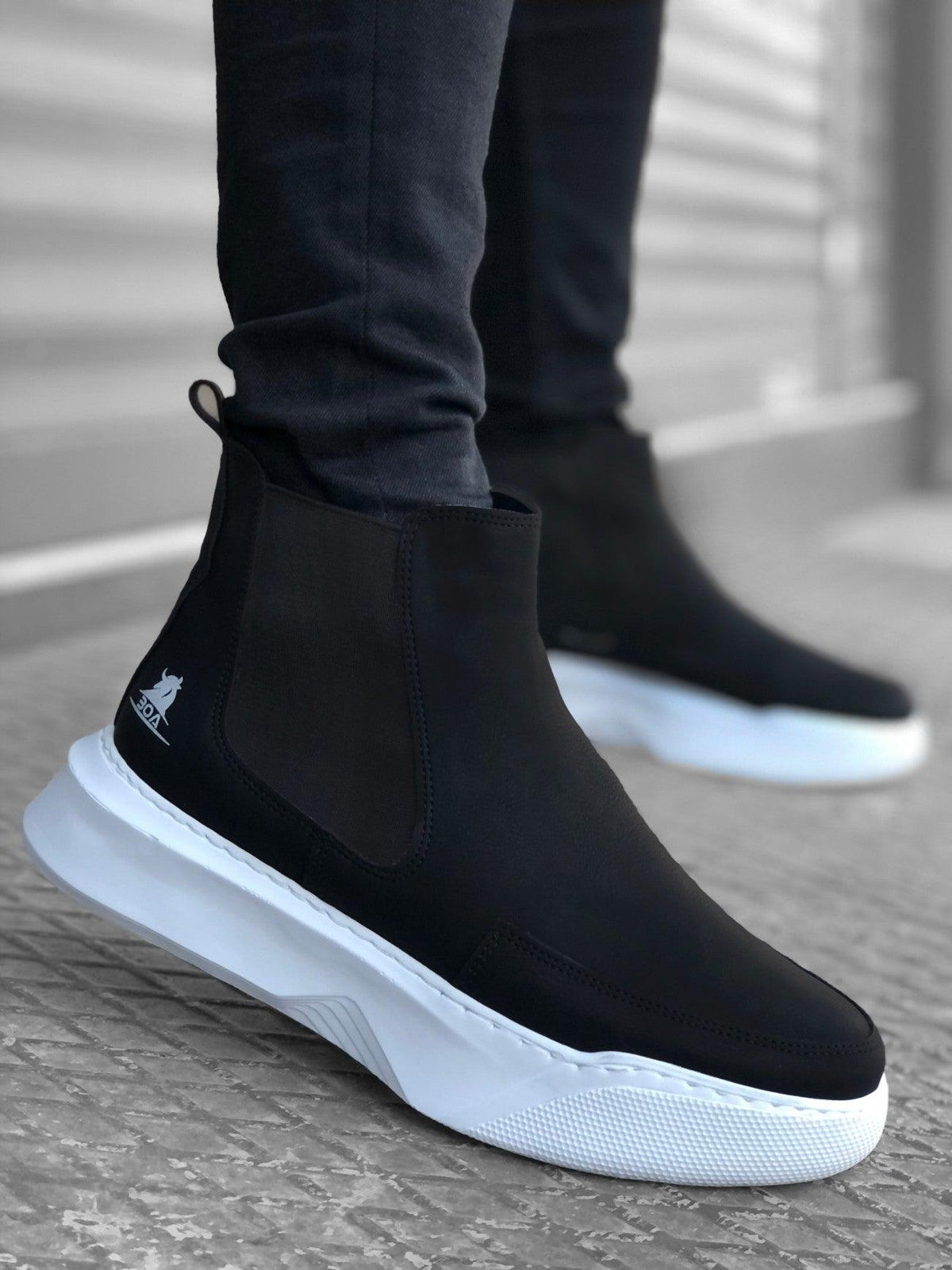 BA0150 Men's Lace-Up Strap High Heel Black Sport Boots - STREET MODE ™