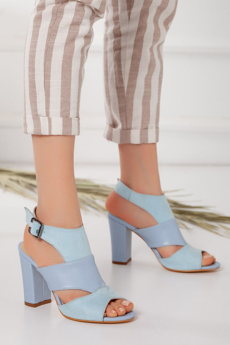 Women's Cassie Heels Baby Blue Skin-Suede Shoes - STREET MODE ™