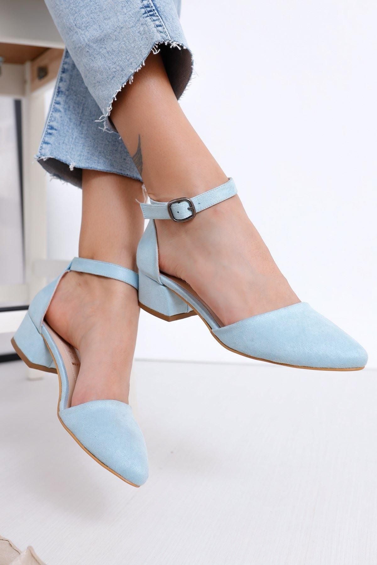 Women's Dary Heels Baby Blue Suede Shoes - STREET MODE ™